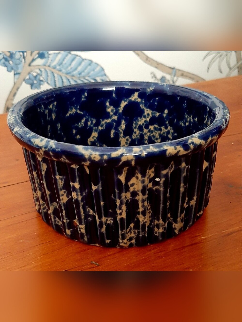 VTG Bennington Pottery Vermont Blue Agate Pattern 5.75" Ramekin Crock Bowl - Picture 2 of 4